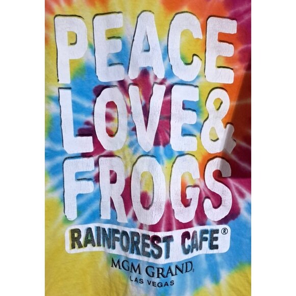 Rainforest Cafe Tie-Dye T-Shirt Peace Love & Frogs MGM Grand Souvenir Las Vegas - Picture 2 of 6